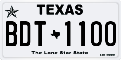 TX license plate BDT1100