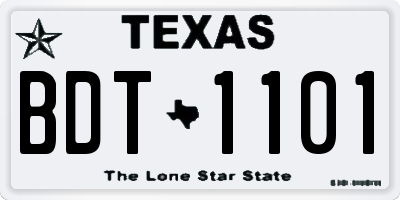 TX license plate BDT1101