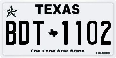 TX license plate BDT1102