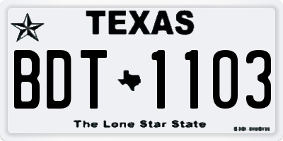 TX license plate BDT1103