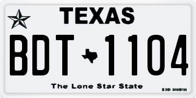 TX license plate BDT1104