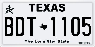 TX license plate BDT1105