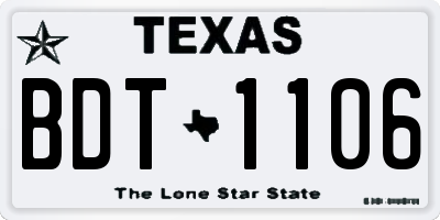 TX license plate BDT1106