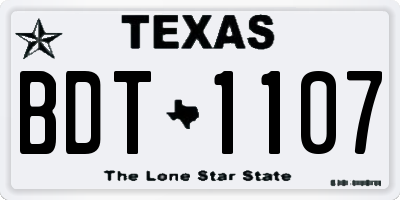 TX license plate BDT1107