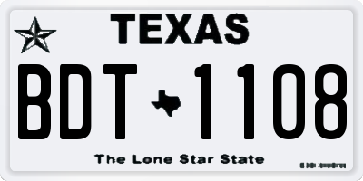 TX license plate BDT1108