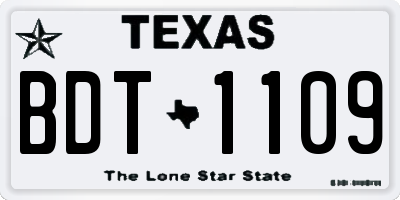 TX license plate BDT1109