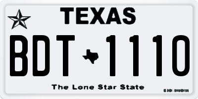 TX license plate BDT1110