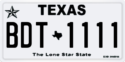 TX license plate BDT1111