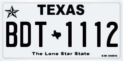 TX license plate BDT1112