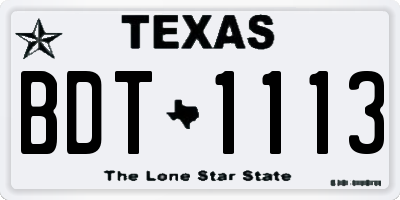 TX license plate BDT1113