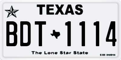 TX license plate BDT1114