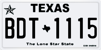 TX license plate BDT1115