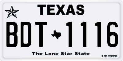 TX license plate BDT1116