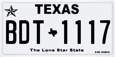TX license plate BDT1117