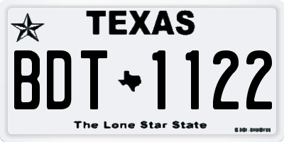 TX license plate BDT1122