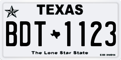TX license plate BDT1123