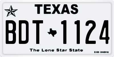 TX license plate BDT1124