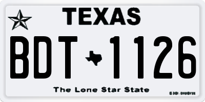 TX license plate BDT1126
