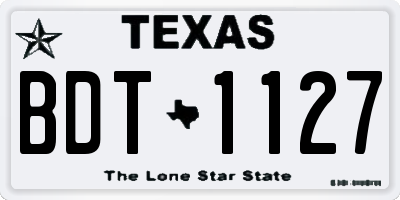 TX license plate BDT1127