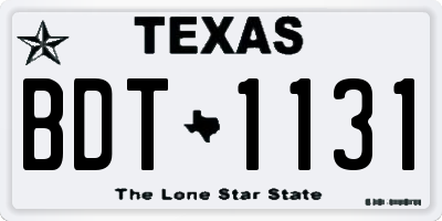 TX license plate BDT1131