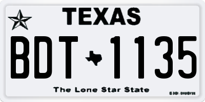 TX license plate BDT1135