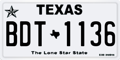TX license plate BDT1136