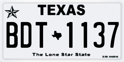 TX license plate BDT1137