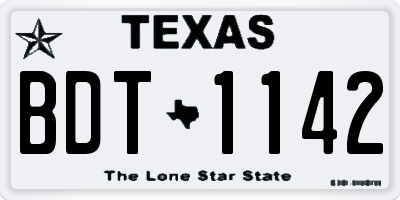 TX license plate BDT1142