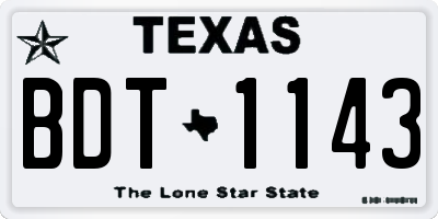 TX license plate BDT1143