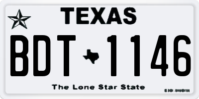 TX license plate BDT1146