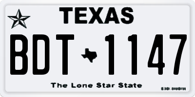 TX license plate BDT1147