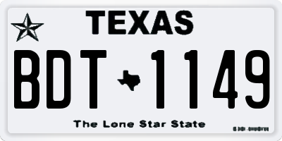 TX license plate BDT1149