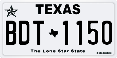 TX license plate BDT1150
