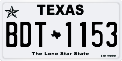 TX license plate BDT1153