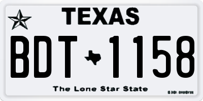 TX license plate BDT1158