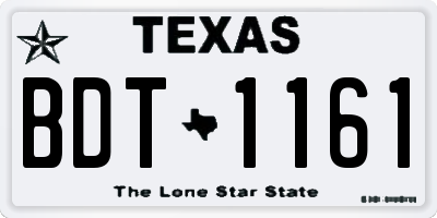 TX license plate BDT1161