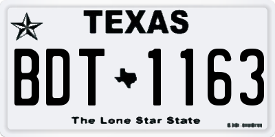 TX license plate BDT1163