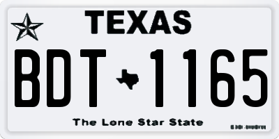 TX license plate BDT1165