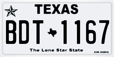 TX license plate BDT1167
