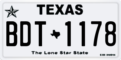 TX license plate BDT1178