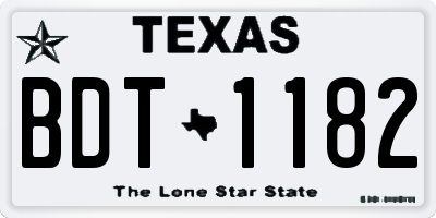 TX license plate BDT1182