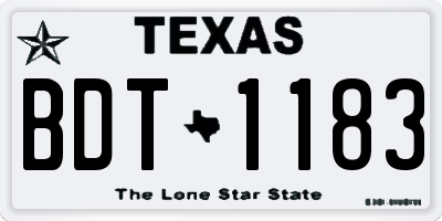 TX license plate BDT1183