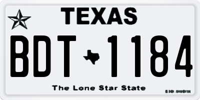 TX license plate BDT1184