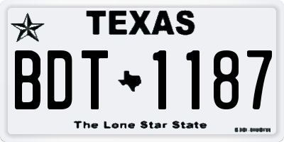 TX license plate BDT1187