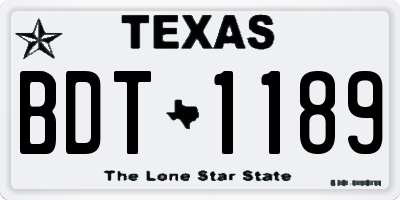TX license plate BDT1189