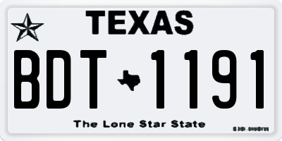 TX license plate BDT1191