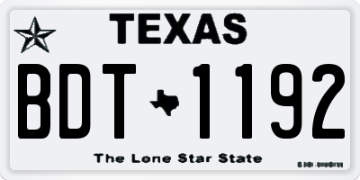 TX license plate BDT1192