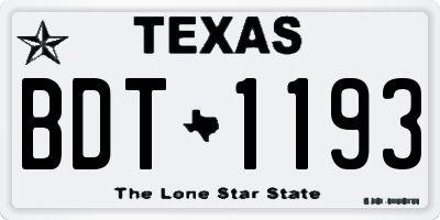 TX license plate BDT1193