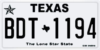 TX license plate BDT1194