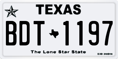 TX license plate BDT1197
